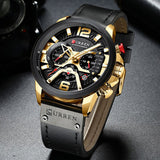CURREN Luxury Brand Mens Watch Military Leather Wristwatch Man Sports Clock Casual Fashion Chronograph Waterproof Relojes Hombre
