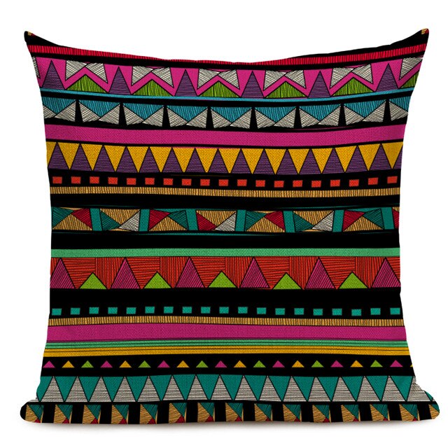 Housse Coussin Géométrique Style Africain - Éléphant Lin Décoration 3