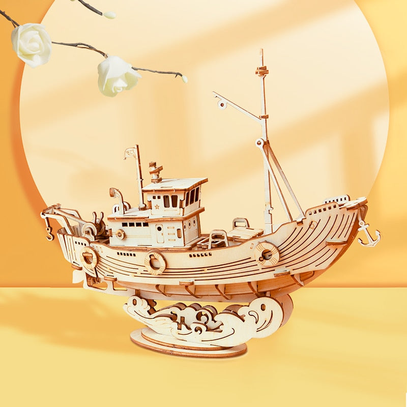 Puzzle 3D en bois Robotime – Maquette bateau à assembler pour enfant