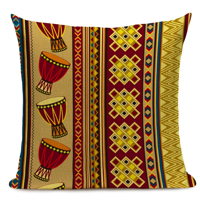 Housse Coussin Géométrique Style Africain - Éléphant Lin Décoration 3