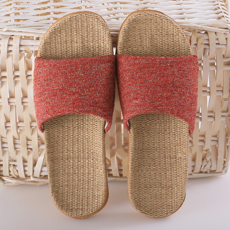Chaussons en lin pour femme – Sandales légères à bout ouvert pour l'été