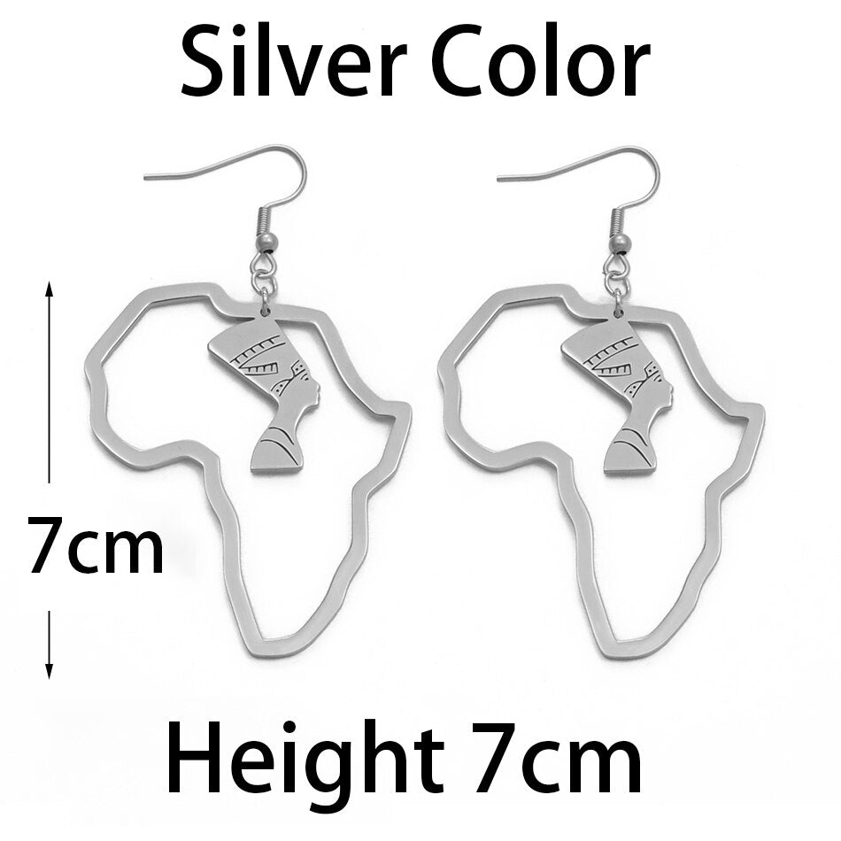 Boucles d'Oreilles Néfertiti Dorées - Bijou Carte Afrique Anniyo 2