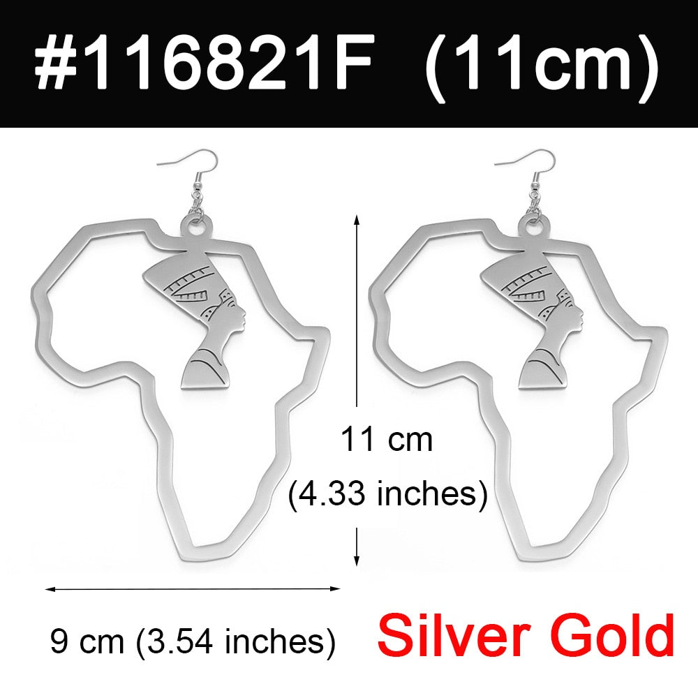 Boucles d'Oreilles Néfertiti Dorées - Bijou Carte Afrique Anniyo 2