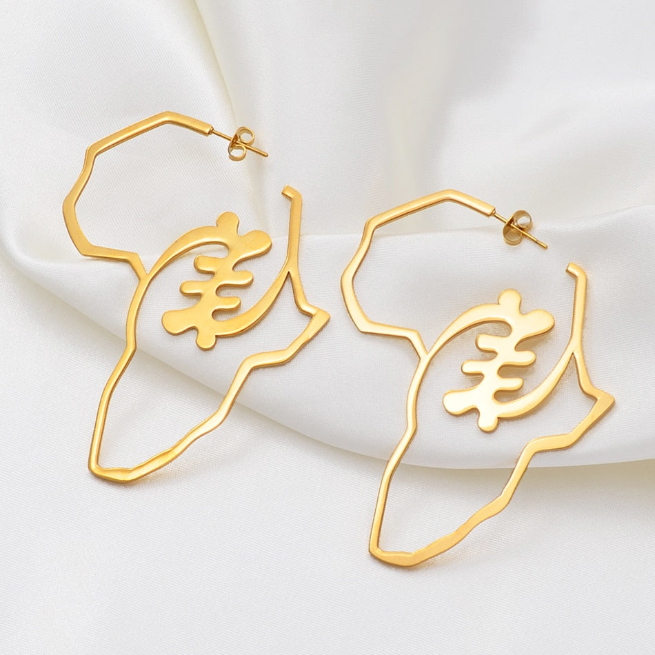 Boucles d'Oreilles Symbole Adinkra Nyame Anniyo - Bijou Africain Doré 3