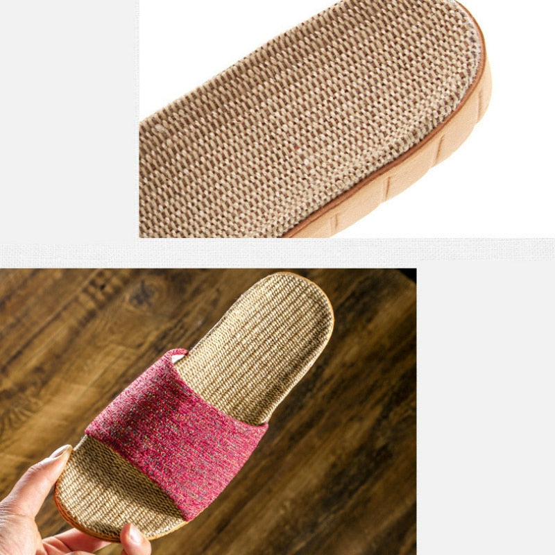 Chaussons en lin pour femme – Sandales légères à bout ouvert pour l'été