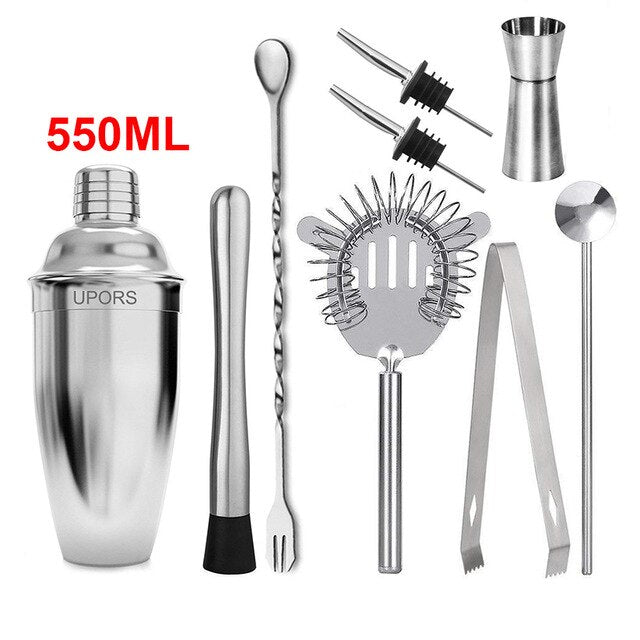 Shaker à cocktail Upors inox 550/750 ml avec mudler, jigger et cuillère