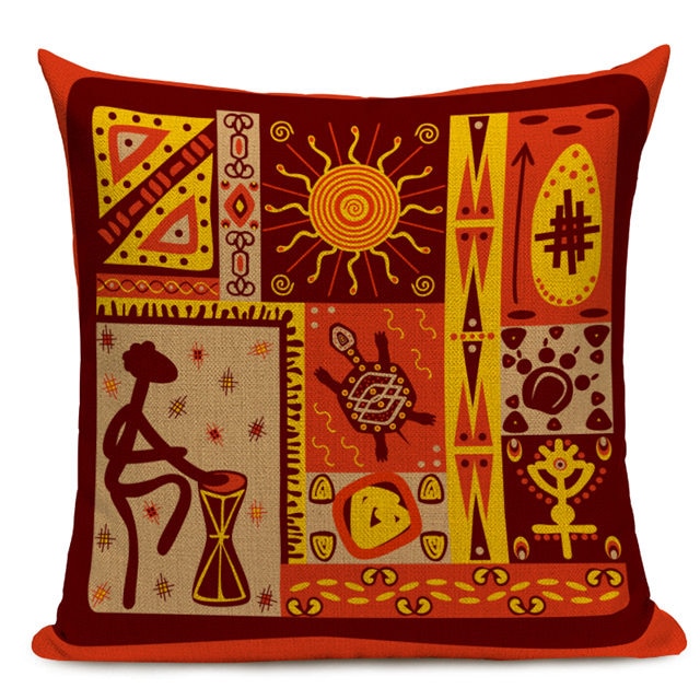 Housse Coussin Géométrique Style Africain - Éléphant Lin Décoration 4