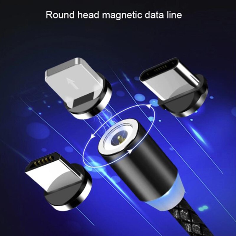Câble magnétique Alimoto 1 m 3 en 1 charge rapide USB-C, Micro USB