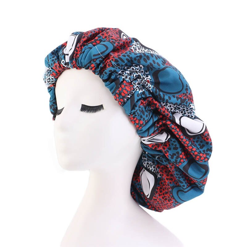 Bonnet Satin Motif Ankara - Foulard Tête Double Couche