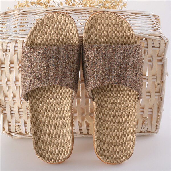 Chaussons en lin pour femme – Sandales légères à bout ouvert pour l'été