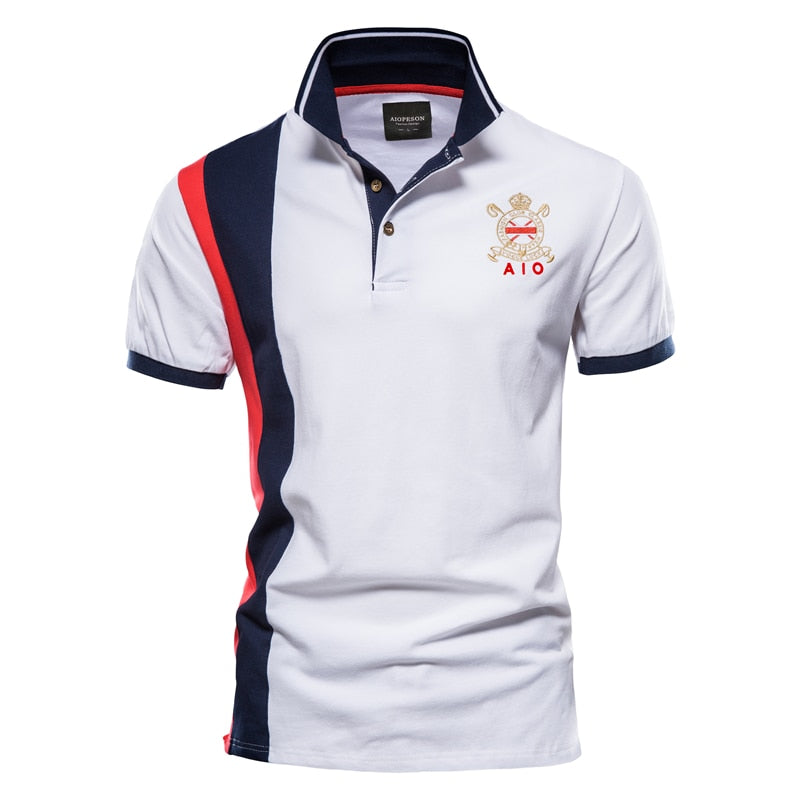 Polo homme Aiopeson 100% coton avec badge brodé – Manches courtes été
