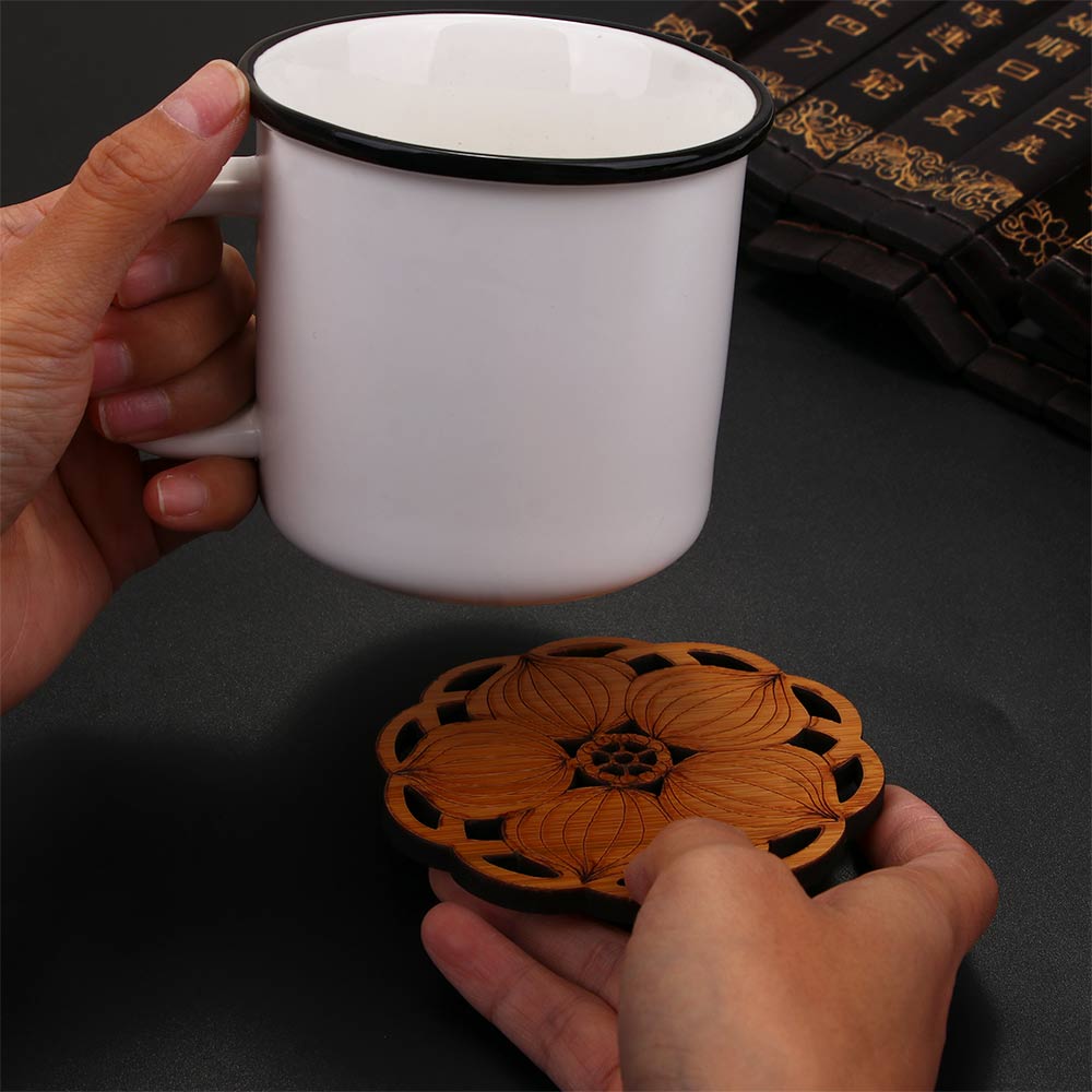 Dessous-de-verre en bois forme lotus – Set de table cuisine et salon