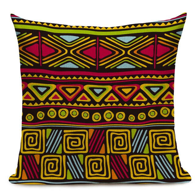 Housse Coussin Géométrique Style Africain - Éléphant Lin Décoration 3