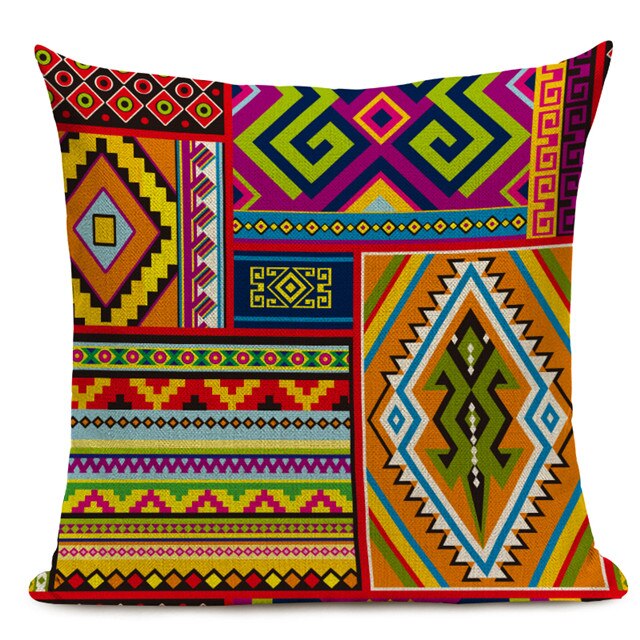 Housse Coussin Géométrique Style Africain - Éléphant Lin Décoration 3