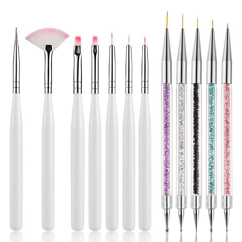 Lot de 5 stylets nail art double embout – Peinture gel UV et strass