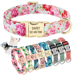 Collier nylon personnalisé avec plaque gravée pour chien et chat