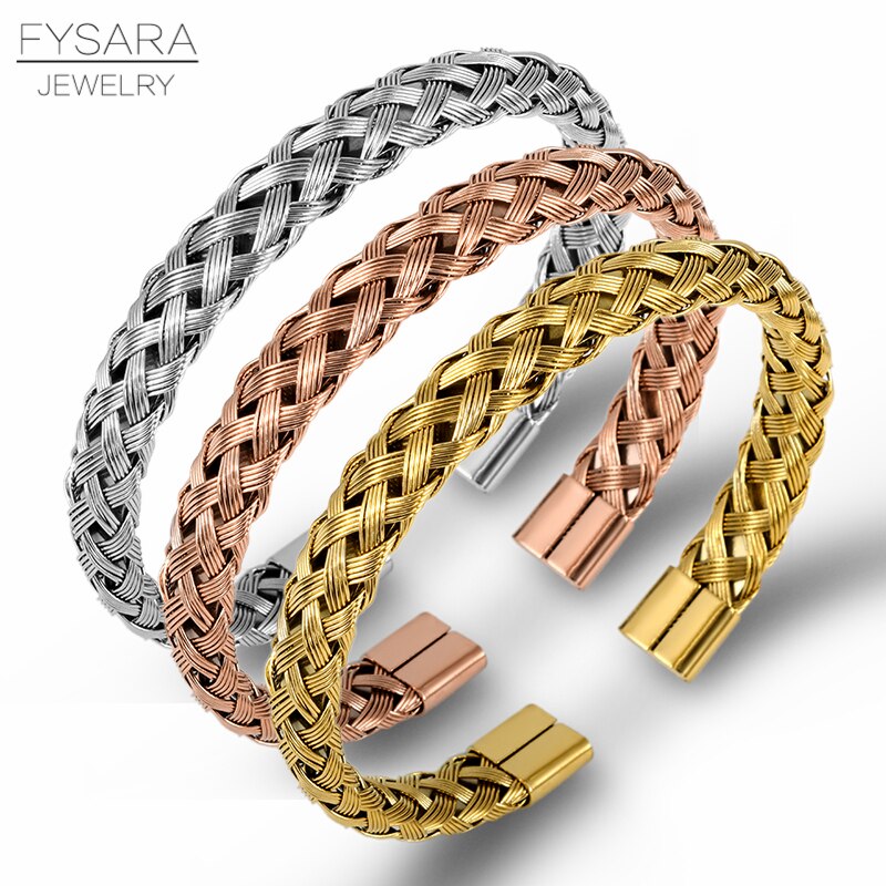 Bracelet jonc torsadé Fysara en acier inoxydable – Homme et femme