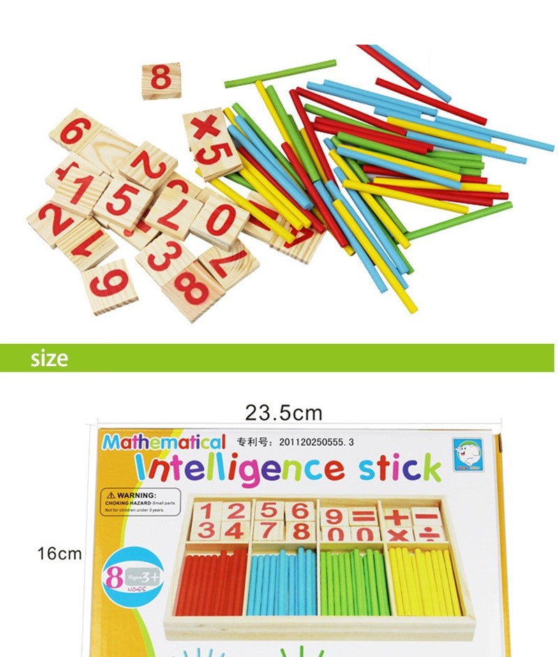 Bâtons de comptage en bambou, tiges de calcul colorées, jouet d'horloge, outils d'enseignement de mathématiques, approche Montessori, apprentissage des maths pour les enfants en âge préscolaire, GYM
