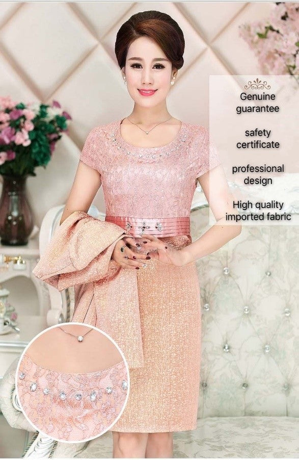 Robe pour mère de la mariée en dentelle, longueur genou, 2 pièces avec veste, de haute qualité, pour fête de mariage, 2022