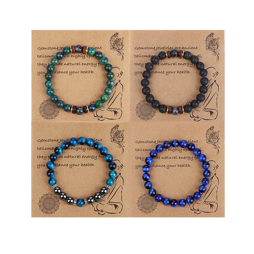 Bracelet Hématite Œil de Tigre - Pierre Naturelle Couple