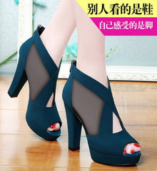 Sandales ajourées à talons hauts pour femmes, nouveau Style de marée, chaussures en maille, mode coréenne