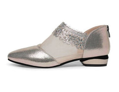 Mocassins en dentelle Sexy et pointus pour femmes, chaussures plates à fermeture éclair, en maille élégante, respirantes, antidérapantes, pour loisirs, bureau, chaussures de mariage