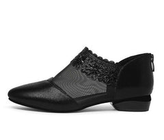 Mocassins en dentelle Sexy et pointus pour femmes, chaussures plates à fermeture éclair, en maille élégante, respirantes, antidérapantes, pour loisirs, bureau, chaussures de mariage