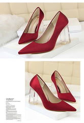 BIGTREE – escarpins transparents en cristal pour femmes, chaussures en soie à talons hauts, Sexy, chaussures de mariage, de fête, grande taille 41 42