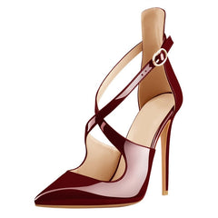 Escarpins à bout pointu pour femmes, sandales à lanières croisées, talons hauts fins, chaussures de mariage, été