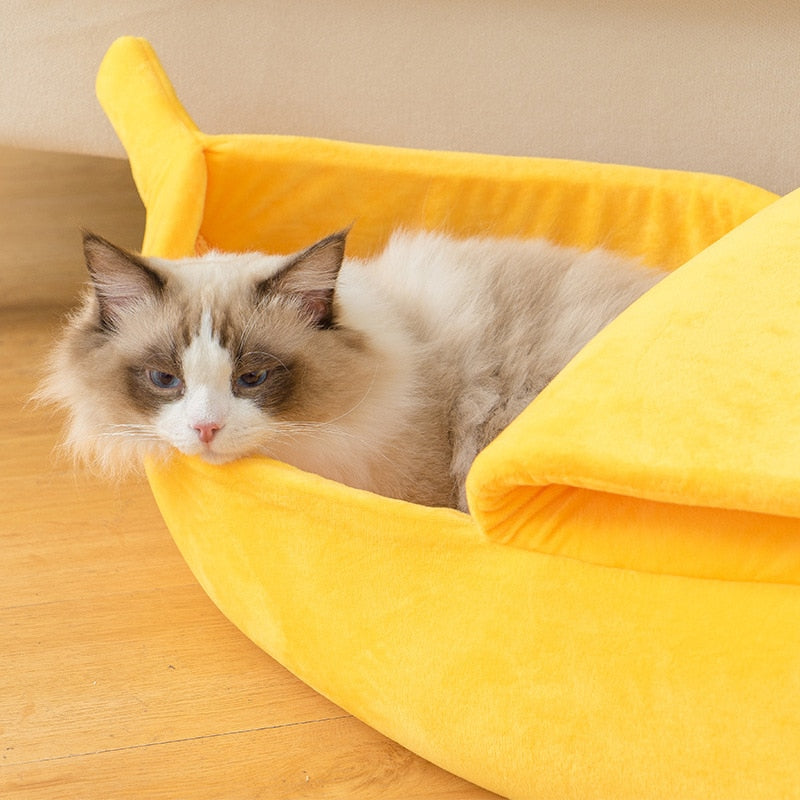 Lit en Forme de Banane en Peluche pour Chats™ chez andunian
