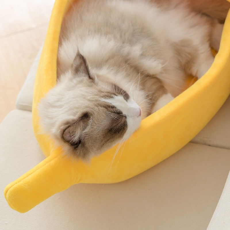 Lit en Forme de Banane en Peluche pour Chats™ chez andunian