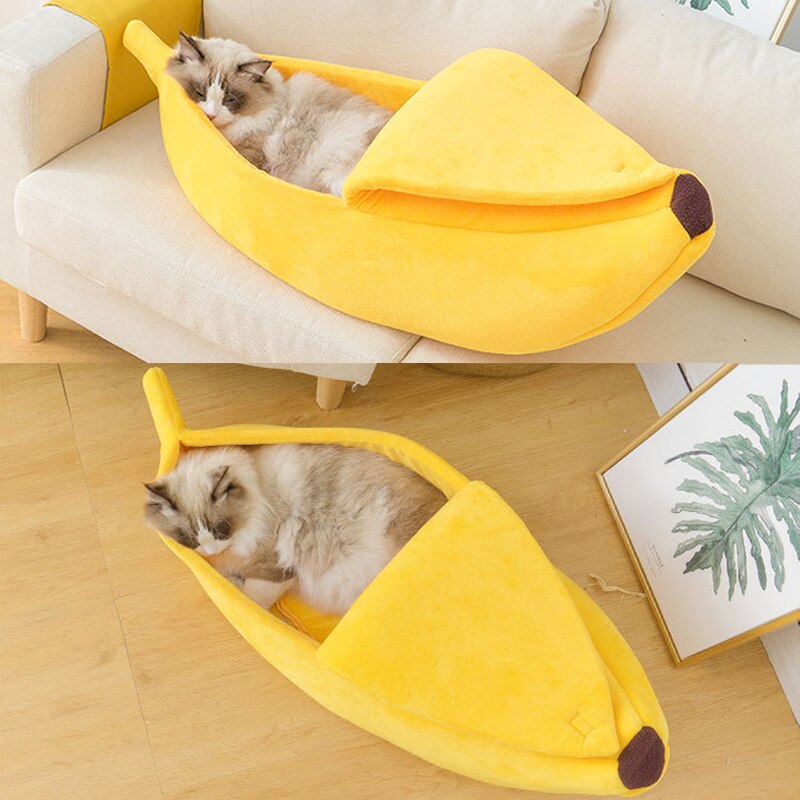 Lit en Forme de Banane en Peluche pour Chats™ chez andunian