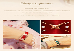Montres de luxe pour femmes, carré, Rose, or, montre-bracelet en cuir vert, mode, horloge à Quartz, cadeaux