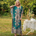 Robe Maxi Col V Kaftan - Plage Ethnique Femme