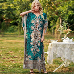 Robe Maxi à col en V pour femmes, vêtements de plage, imprimé, ethnique, Kaftan, Sexy, K1375 Andunian vom vous propose des robes de qualités simples et éléguantes