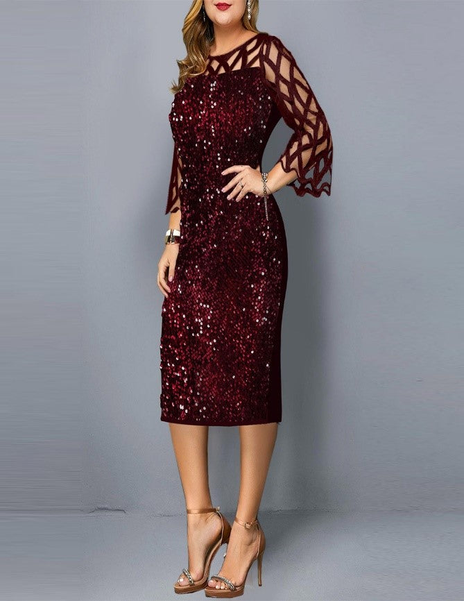 Robe mi-longue à paillettes pour femme, tenue élégante pour mère et marié, grande taille, 5XL et 6XL, pour fête de mariage et Cocktail, été, 2022
