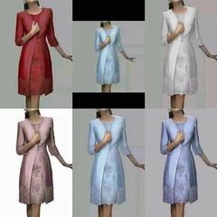 Robes de mère de la mariée en dentelle, longueur genou, 2 pièces avec veste, rose bleu, robes de soirée de mariage, de bal formelles, nouvelle collection
